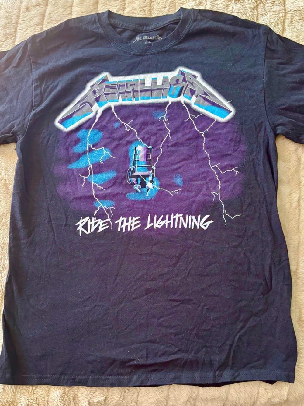 Metallica Ride The Lightning Short Sleeve Tee - Black with Purple/Blue Graphic